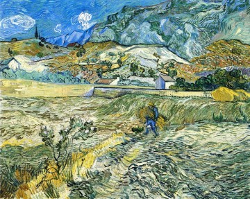 風景 Painting - 農民フィンセント・ファン・ゴッホの風景が描かれた囲まれた野原